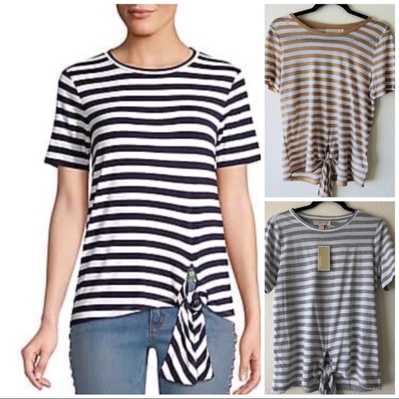 MICHAEl Michael Kors Navy Stripe Front-Tie Top - Picture 8 of 8